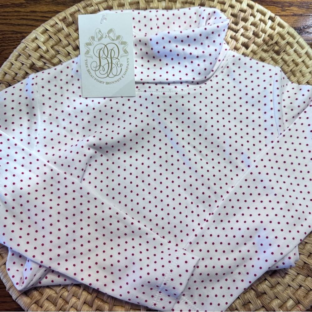 Tatum’s Turtleneck Shirt in Richmond Red Micro Dot 2T